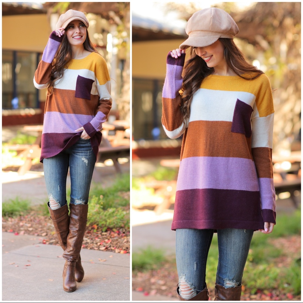 ✨LAST ONE✨Mustard, Plum and Camel Sweater Tunic - Picture 3 of 4